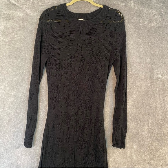 A New Day Black Knit Maxi Dress Long Sleeve Scoop Neck Witchy Dark Romantic L - Picture 1 of 9